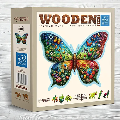 Wooden City Puzzle Holz M Colorful Butterfly 150 Teile, aussergew�hnliche Formen, ab 10 Jahren