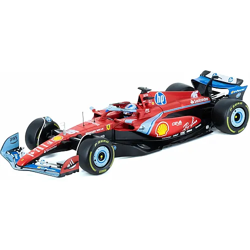 Bburago Ferrari SF24 F1 Miami 2024#Leclerc mit Helm � Miniaturauto aus Metall 1/18 � offizielles Modell Ferrari Formel 1 Saison 2024 � Sehr realistische Details � Ferrari Collector Edition