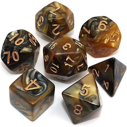 Creebuy Dungeons & Dragons D&D Polyedrische Rollenspiel-W�rfel Braun/Schwarz (7Teile)
