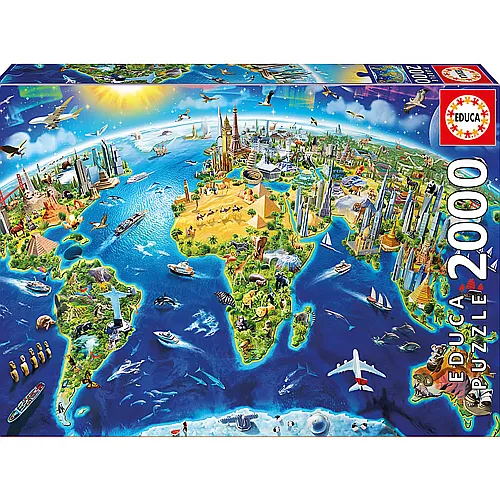 Educa Puzzle World Landmarks Globe (2000Teile)