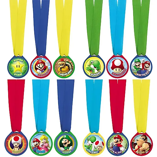 Amscan Super Mario Sieger-Medallien - 12 Teile
