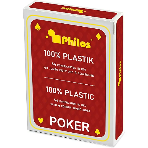 Philos Pokerkarten - rot - Plastik