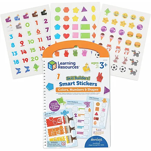 Learning Resources Skill Builders Smart Stickers Farben, Zahlen & Formen, Lernbuch mit Stickern ab 3 Jahren