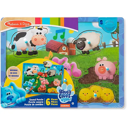 Melissa & Doug Blues Clues & You Wooden Musical Farm Sound Puzzle - 6 Pieces