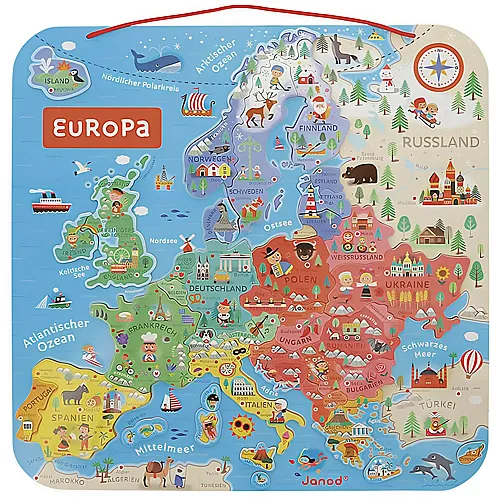 Janod Magnetische Karte Europa (45x45cm)