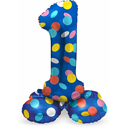 Folat Stehender Folienballon Bunte Punkte Zahl 1 - 72cm