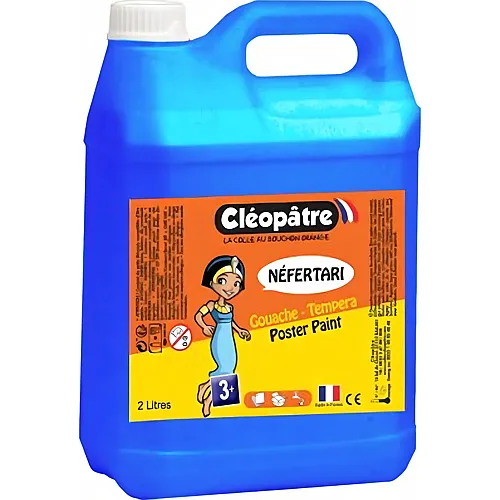 Cleopatre Gouache Nefertari Prim�rblau Cyan 2 Liter