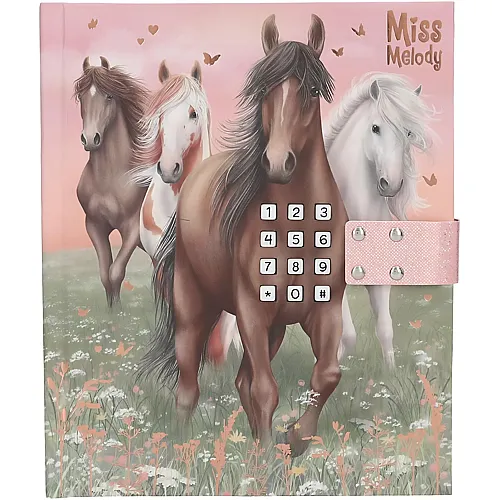 Depesche Miss Melody - Tagebuch mit Zahlen-Code und Sound, Buch in Rosa und Gr�n, mit Pferde Motiv und 80 linierten und bunt