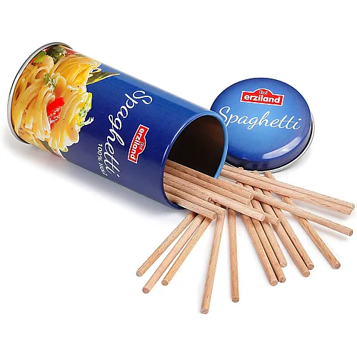 Erzi Spaghetti aus Holz in der Dose