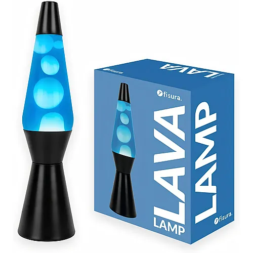 Lavalampe Schwarzer Sockel, weisse Lava und blaues Fl�ssigkeit