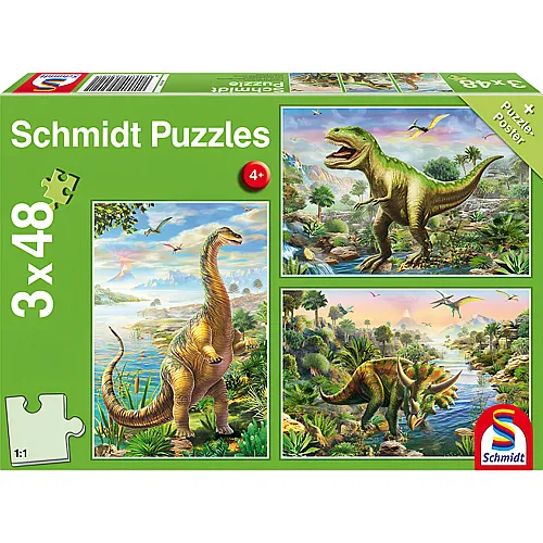 Schmidt Puzzle Abenteuer mit den Dinosauriern (3x48)
