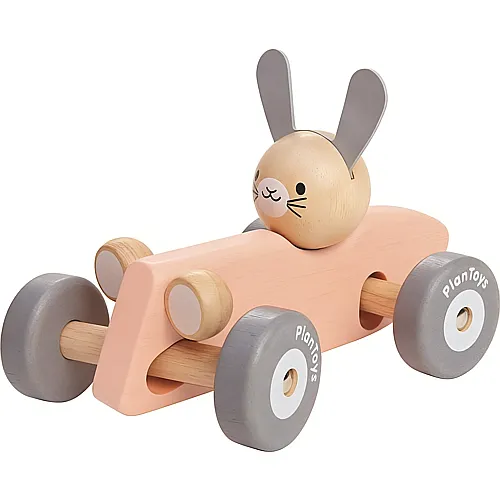 PlanToys Kleinkind Hase im Rennwagen Rosa