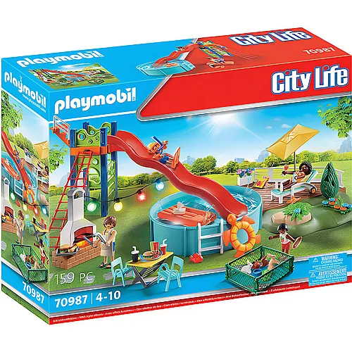 PLAYMOBIL City Life Poolparty mit Rutsche (70987)