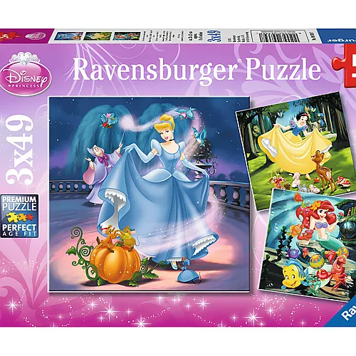 Ravensburger Puzzle Disney Princess Schneewittchen, Arielle, Aschenputtel (3x49)