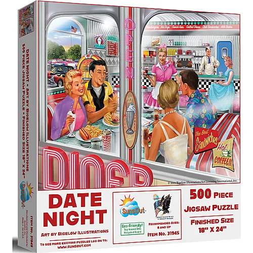 SunsOut Puzzle Bigelow Illustrations Date Night - 500 Teile
