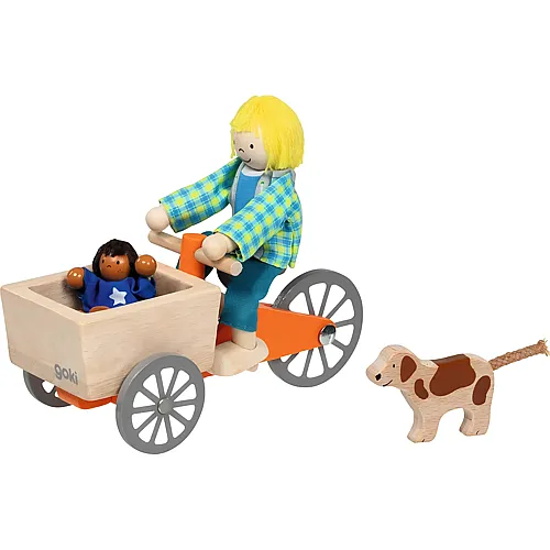 Lastenfahrrad mit Zwei Biegepuppen und Hund 4Teile