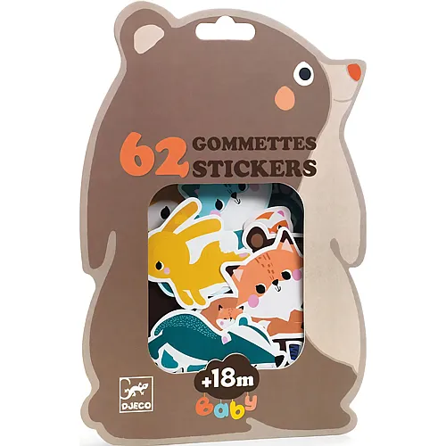 Djeco Sticker f�r die Kleinen Waldtiere - 62 Teile