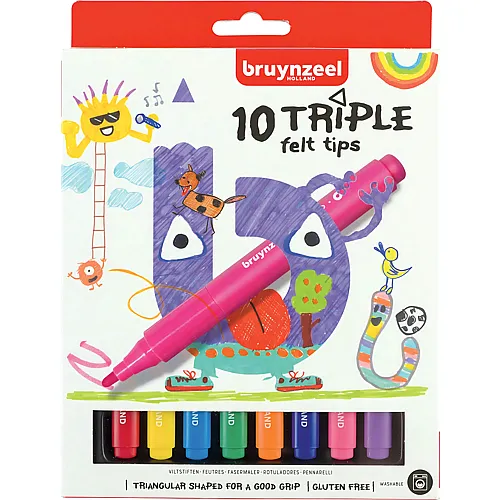 Bruynzeel Kids Dreifach-Filzstifte, 10 Stk.