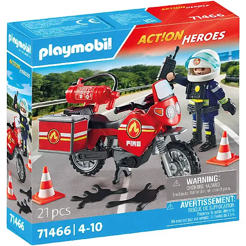 PLAYMOBIL Action Heroes Feuerwehr-Motorrad am Unfallort (71466)