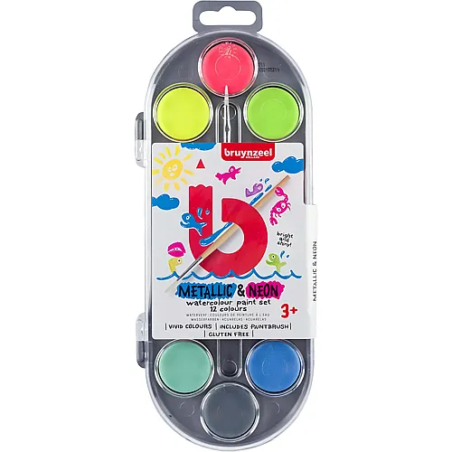 Wasserfarben Metallic/Neon - 12 Teile