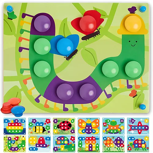 Nene Toys Holz-Steckspiel f�r Kleinkinder ab 2 Jahren - Mosaik Steckspiel f�r Kinder 2 3 Jahre - Montessori Spielzeug mit Bunten