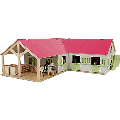 Kids Globe Farming Pferdehof mit 4 Boxen (1:24) Rosa