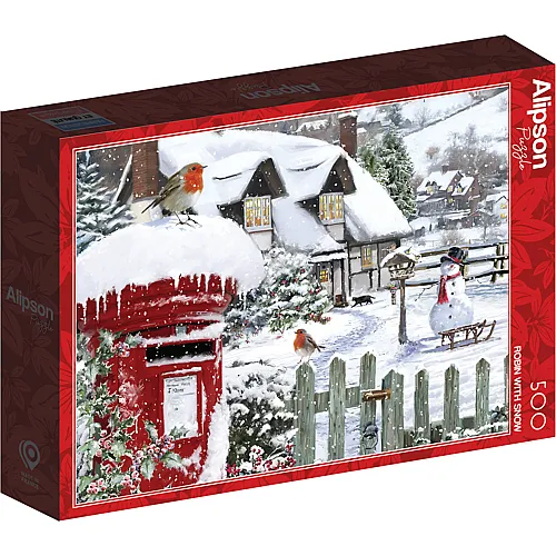 Alipson Puzzle Rotkehlchen mit Schnee - 500 Teile