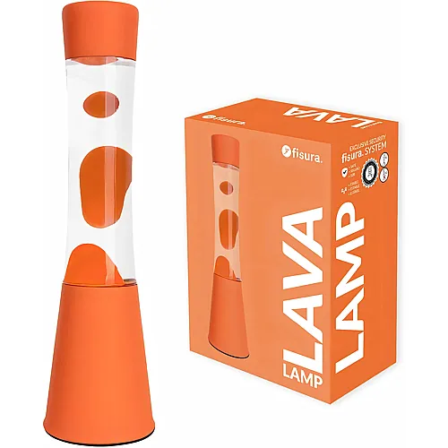 Fisura Lava Lampe orange. Orangefarbene Basis und Lava mit transparentem Fl�ssigkeit. Entspannender Effekt. Mit