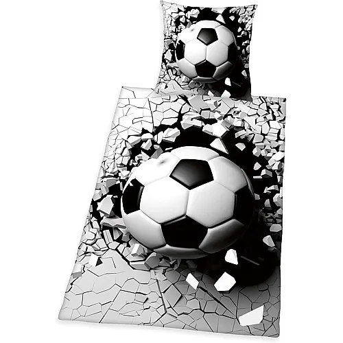 Bettw�sche Fussball Grau - 140 x 200 cm