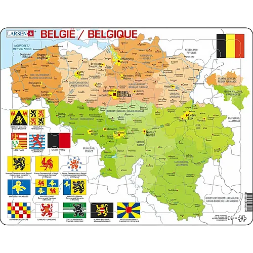Larsen Puzzle Karte Belgien - 48 Teile