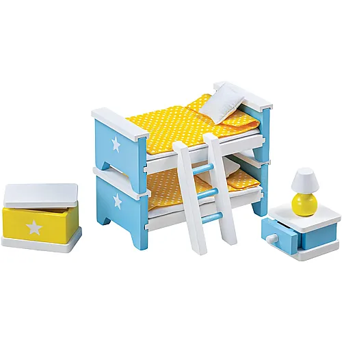 Tidlo Puppenhausm�bel aus Holz, Kinderzimmer, 3-teilig.
