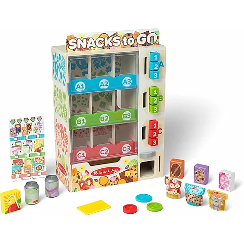 Melissa & Doug Verkaufsautomaten-Spielset aus Holz zum Sortieren, Auff�llen und Ausw�hlen, Holzspielzeug mit Spiellebensmittel f�r