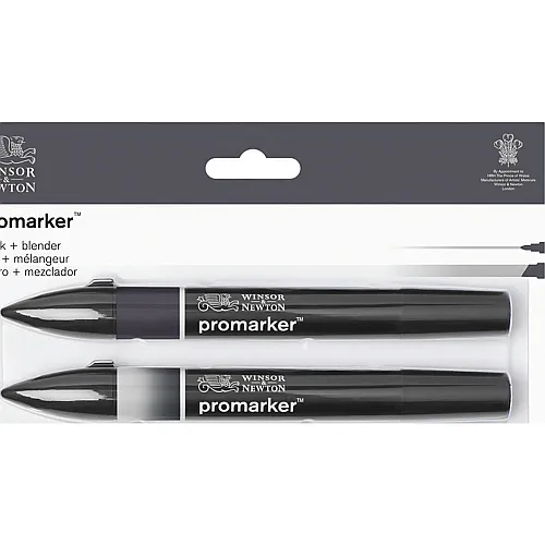 Winsor & Newton Promarker Set Schwarz + Blender
