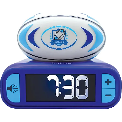 Lexibook Rugby Ball Wecker mit 3D Nachtlicht-Figur und besonderen Klingelt�nen