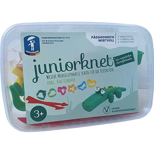 Juniorknet Modellierspiel Midi weiche Modelliermasse, 8 Farben, 6 Frmchen, ab 3 Jahren