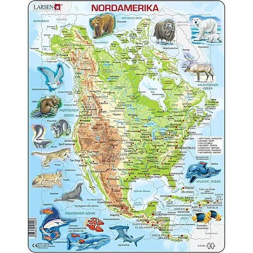 Larsen Puzzle Nordamerika - 66 Teile