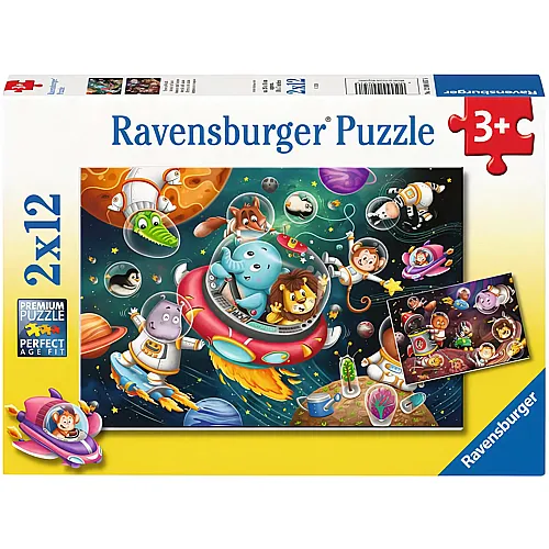 Ravensburger Puzzle Tiere im Weltall (2x12)