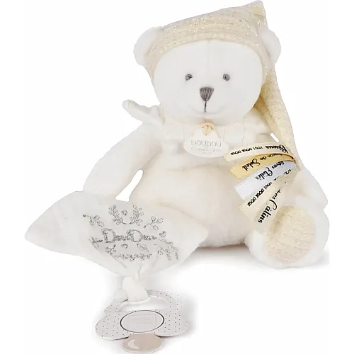 Doudou et Compagnie Schmusetuch mit Schnullerhalter B�r gold 20cm