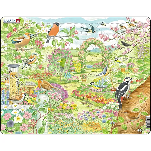 Larsen Puzzle Garten V�gel und Blumen - 60 Teile