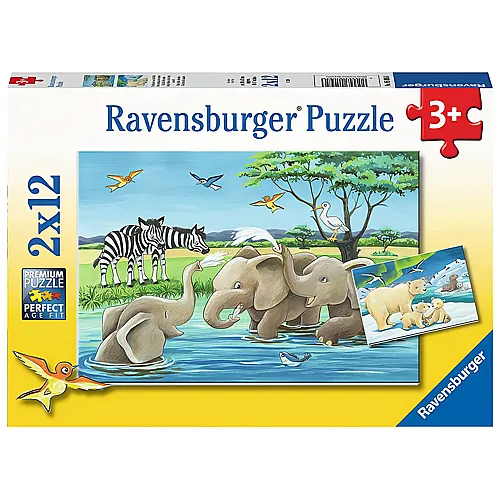 Ravensburger Puzzle Tierkinder aus aller Welt (2x12)