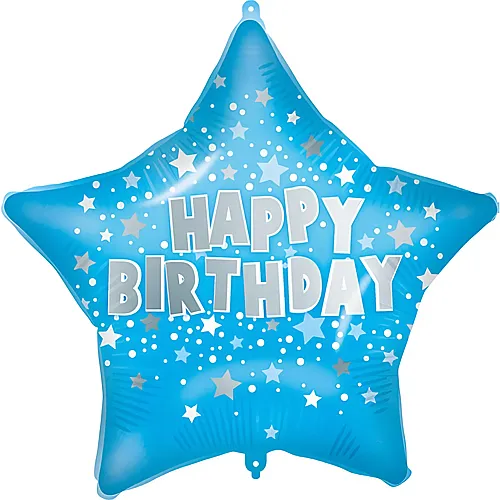 Procos Folienballon Happy Birthday Stern Blau - 45 cm