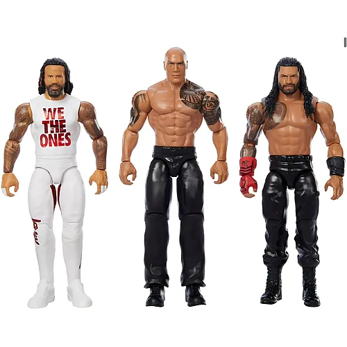 Mattel WWE 3er Pack Jimmy Uso, The Rock, Roman Reigns Main - 15 cm