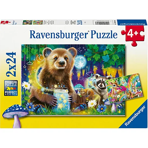 Ravensburger Puzzle 2in1 S�sse Freunde des Waldes - 24 Teile