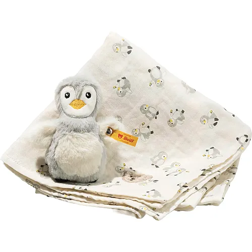 Steiff Geschenkset Lio Pinguin Greifling mit Rassel und Spucktuch