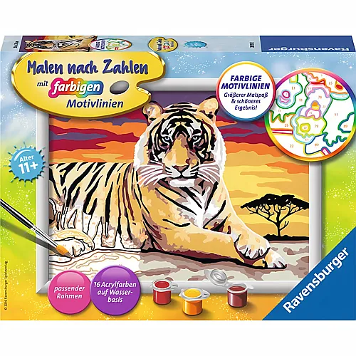 Ravensburger Malen nach Zahlen Farbige Motivlinien Majesttischer Tiger
