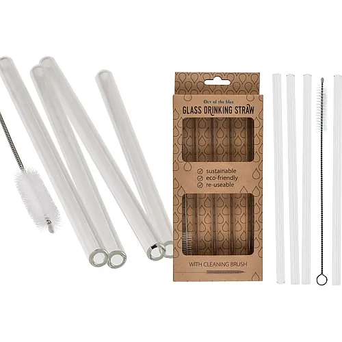 Glastrinkhalm Set inkl. Reinigungsb�rste 4Teile
