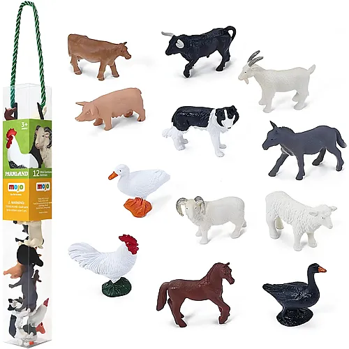 Mojo Farmland Mini-Spielset mit Bauernhoftieren - 12 Teile