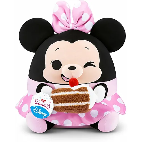 Snackles Disney 35 cm gro�es Pl�schspielzeug von ZURU, Pl�schspielzeug mit Snack-Accessoire (Minnie&Chocolate Cake)