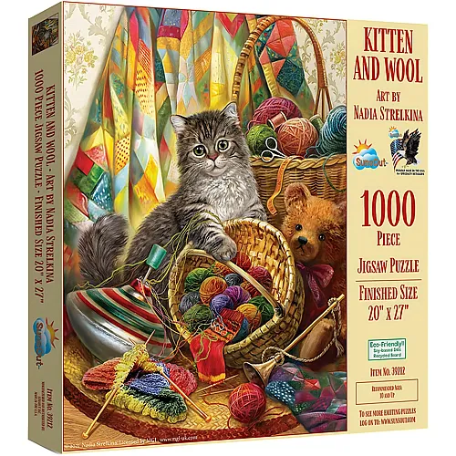 SunsOut Puzzle Nadia Strelkina Kitten and Wool - 1000 Teile