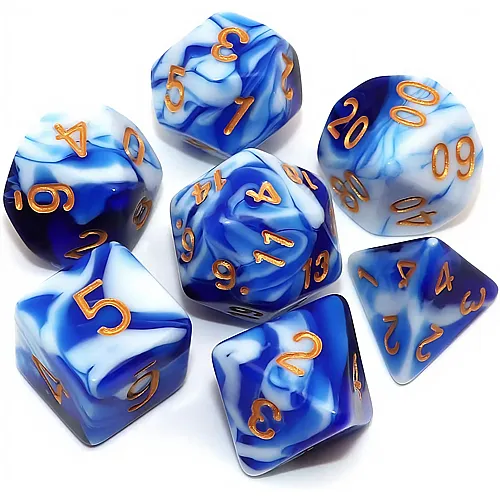 D&D Polyedrische Rollenspiel-W�rfel Blau/Weiss - 7 Teile